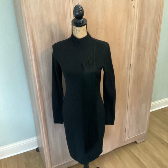 New Stella McCartney asymmetric fringed knitted dress $1279 minimalist black M - Picture 5 of 15